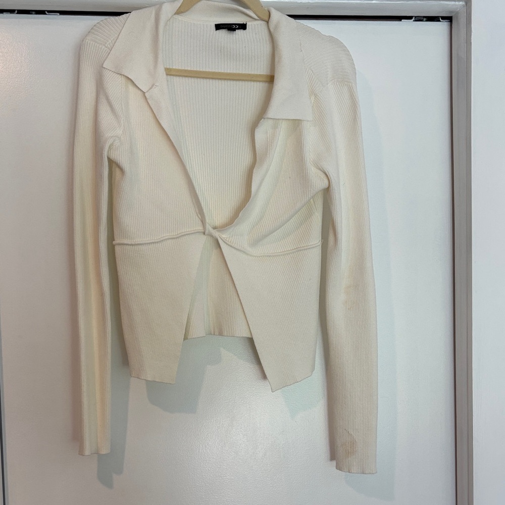 Papermoon Cream Ribbed Knit Cardigan